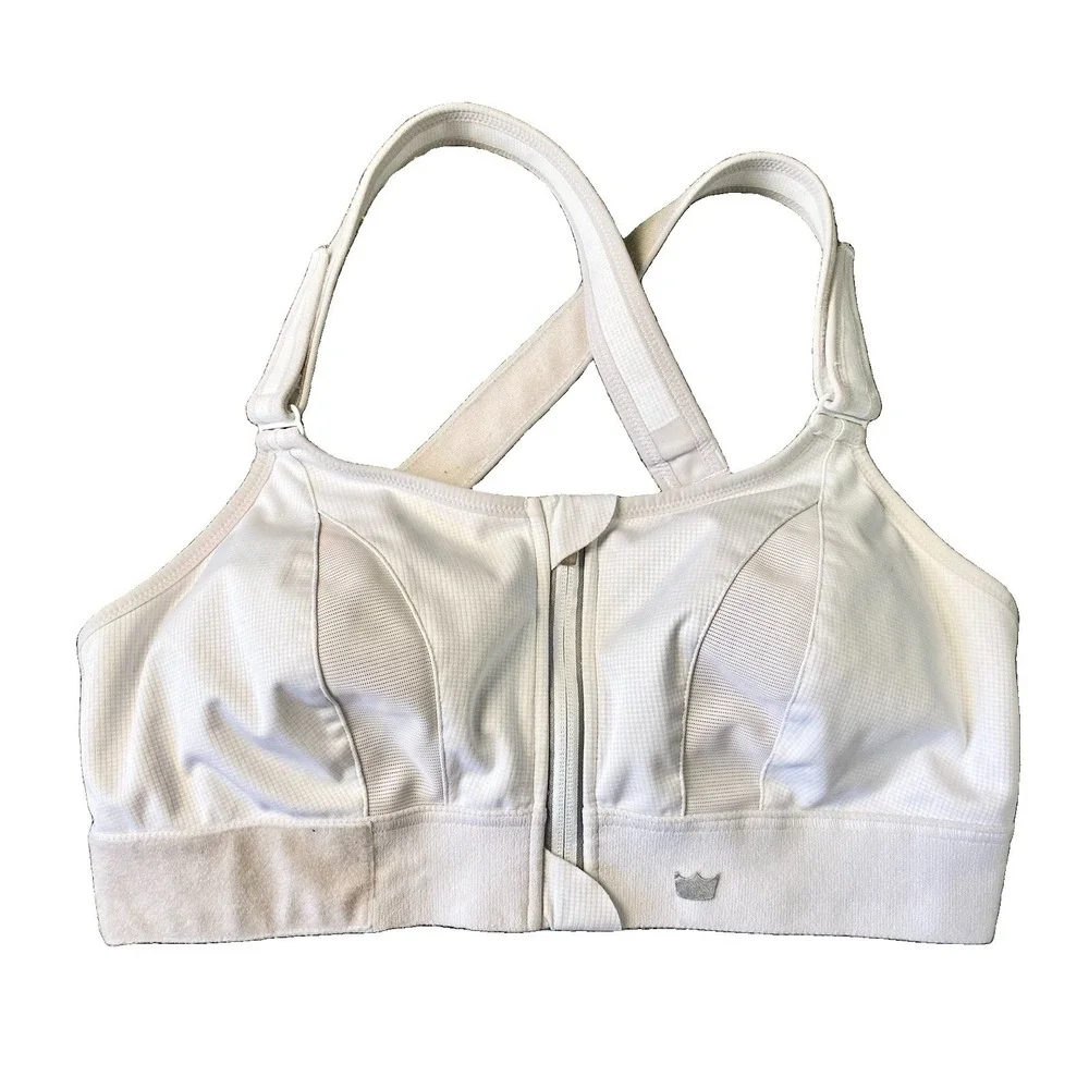 SHEFIT Ultimate White High Impact Medium Support Sports Bra Athletic Adjustable